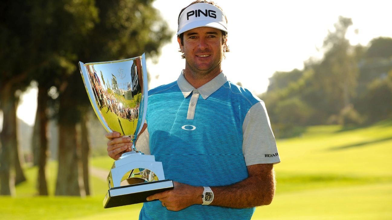 Bubba Watson with Northern Trust Open trophy