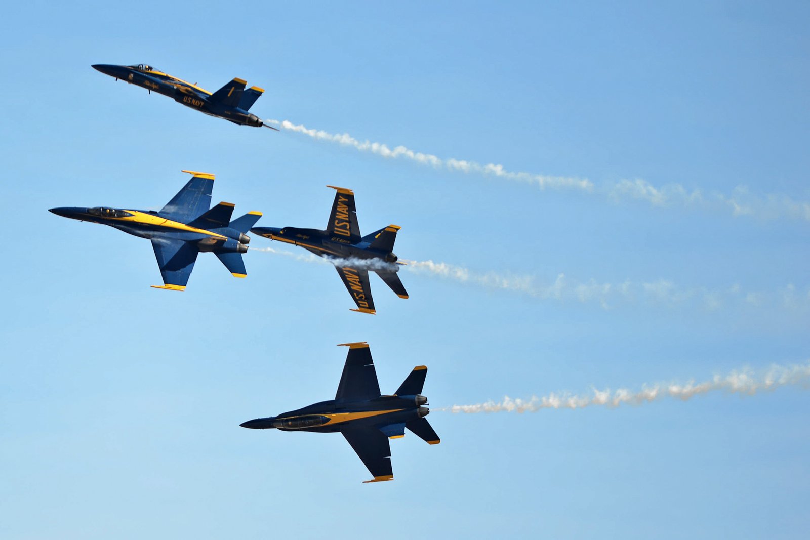 Blue Angels doing barrel rolls
