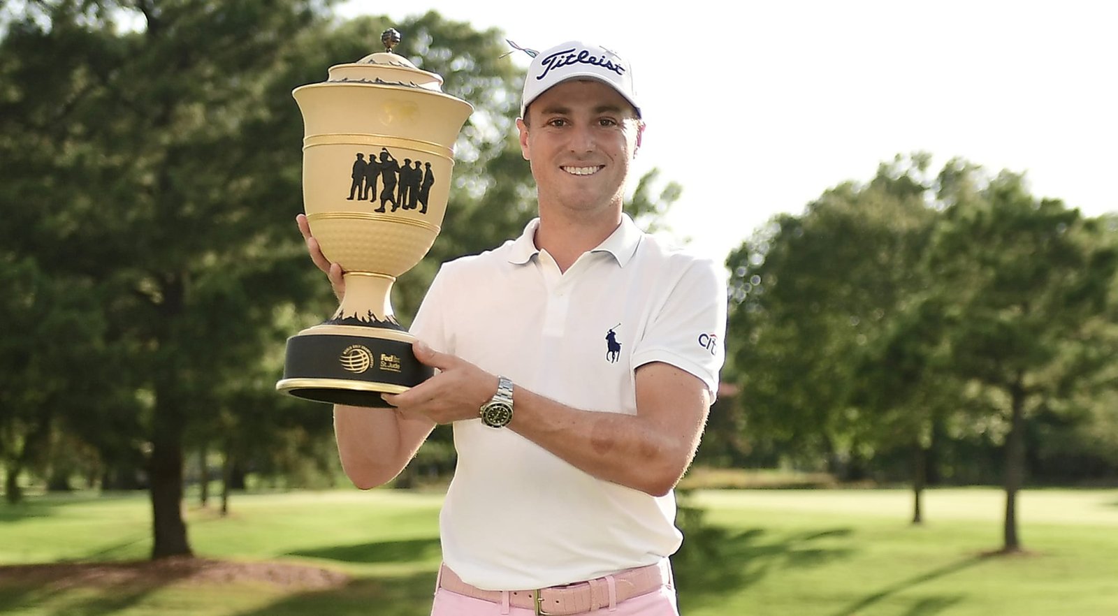 Justin Thomas with WGC-FedEx St. Jude trophy