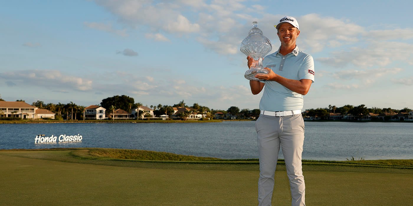 Matt Jones with the Honda Classic trophy