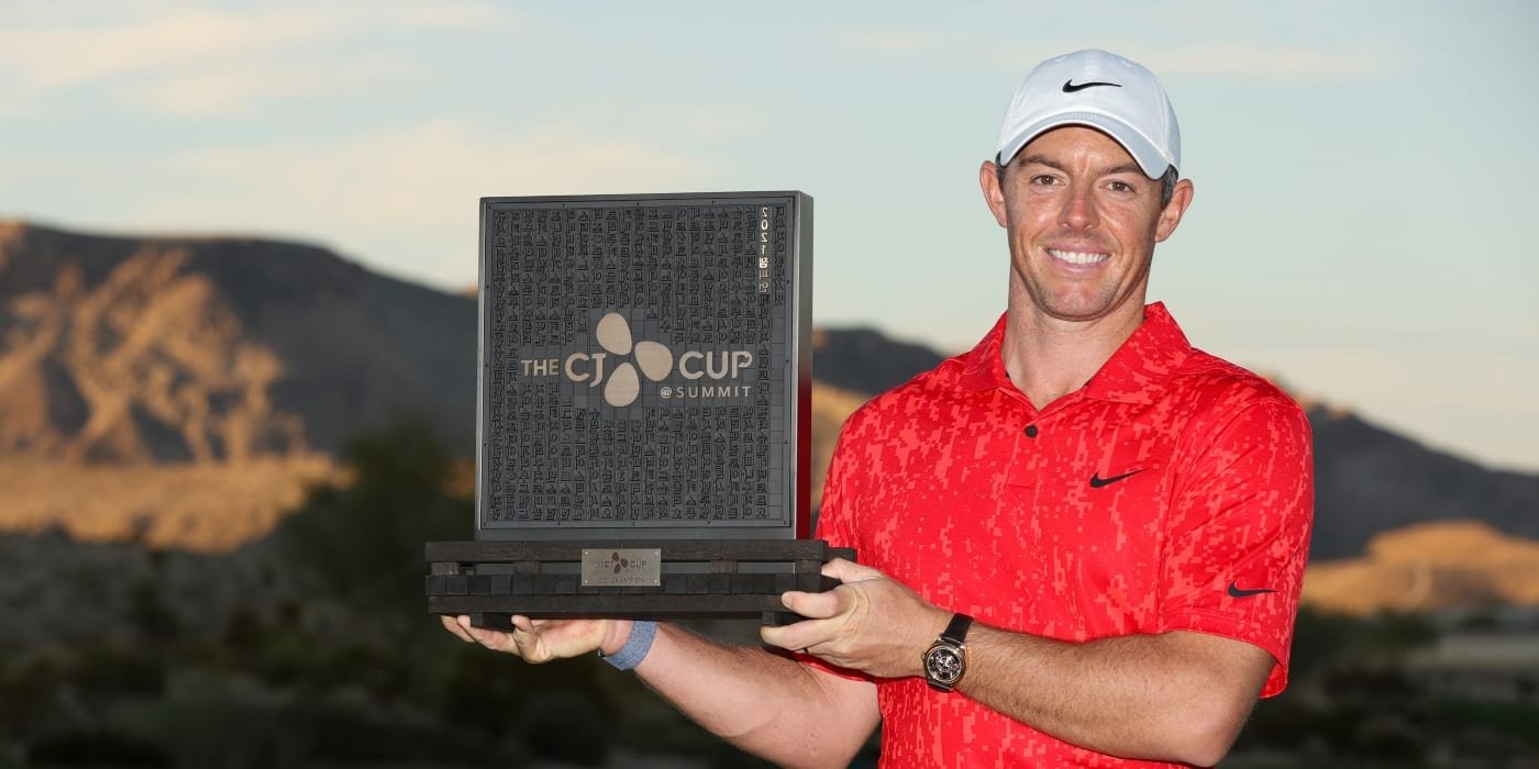 Rory McIlroy with CJ Cup trophy
