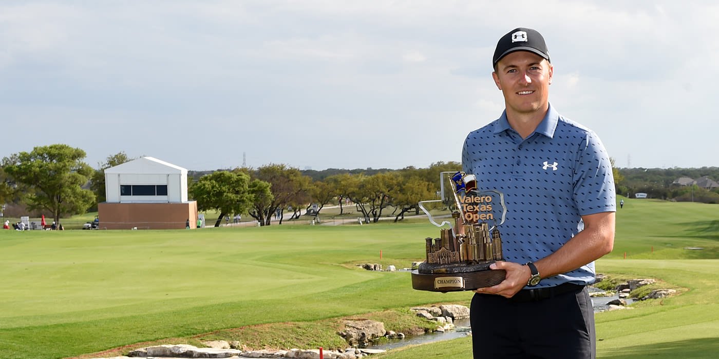 Jordan Spieth with the Texas Open trophy