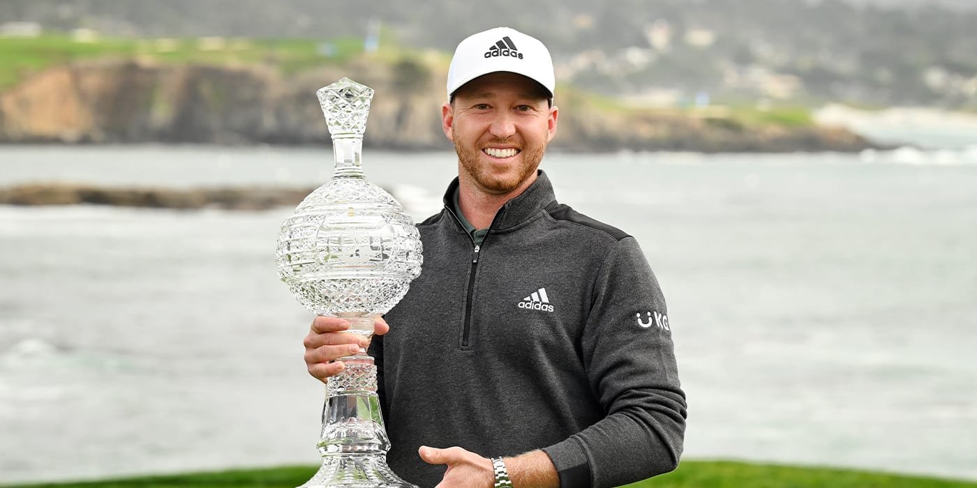 Daniel Burger with the AT&T trophy