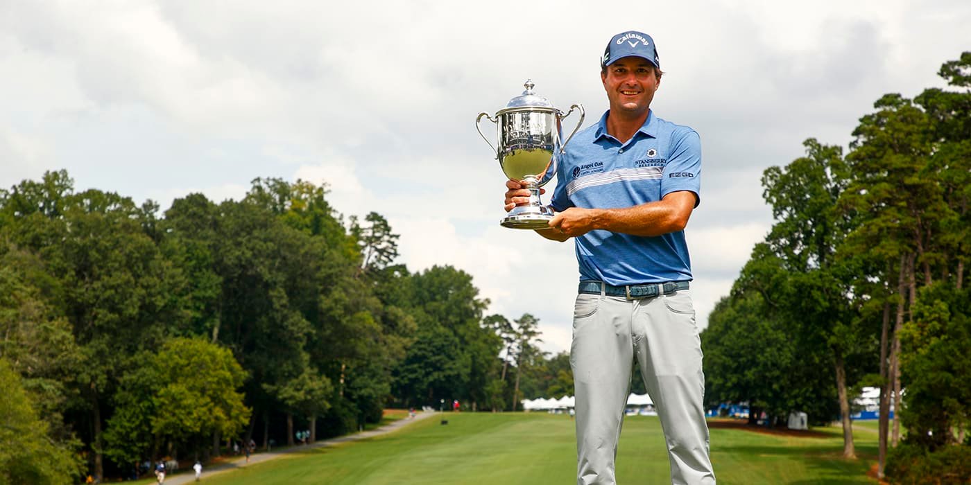 Kevin Kisner with the Wyndham trophy