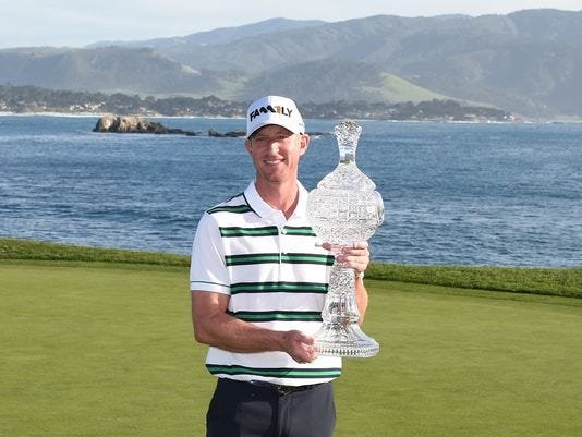 Vaughn Taylor with AT&T trophy