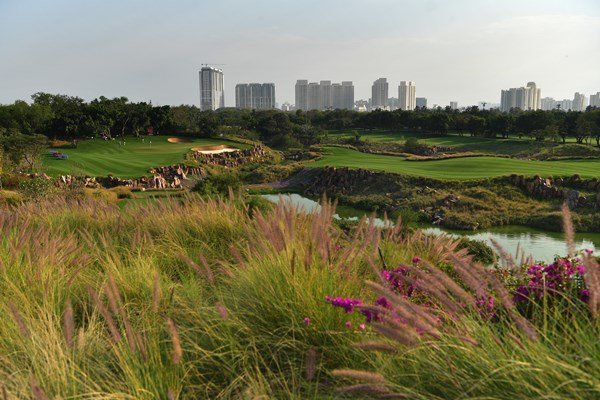 The 550-yard par four 14th at DLF
