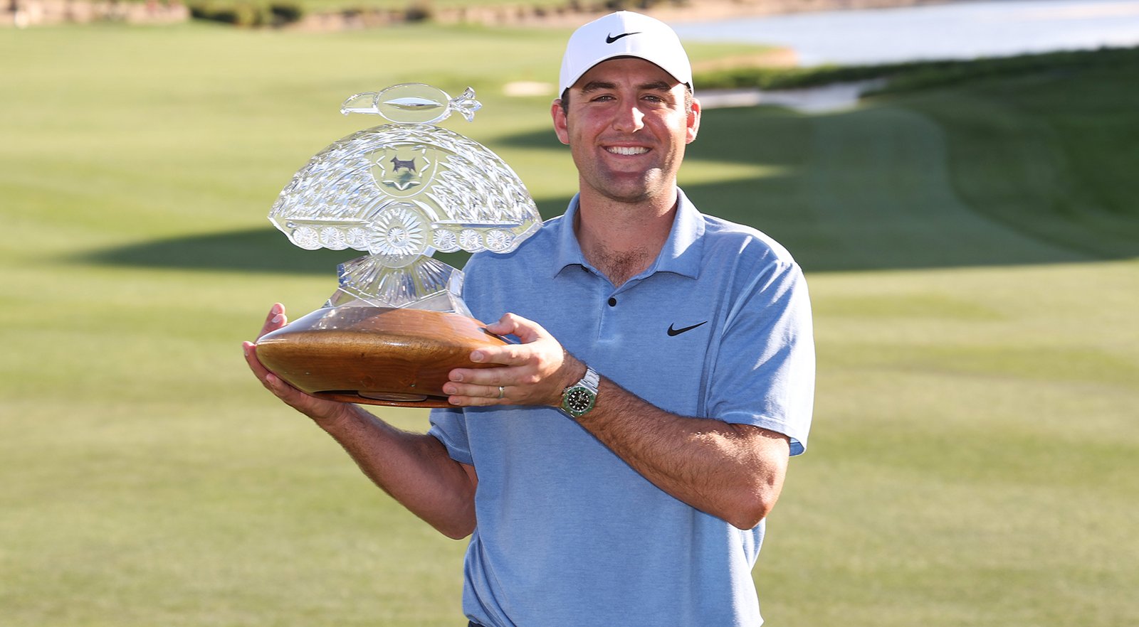 Scottie Scheffler with Phoenix Open tropy