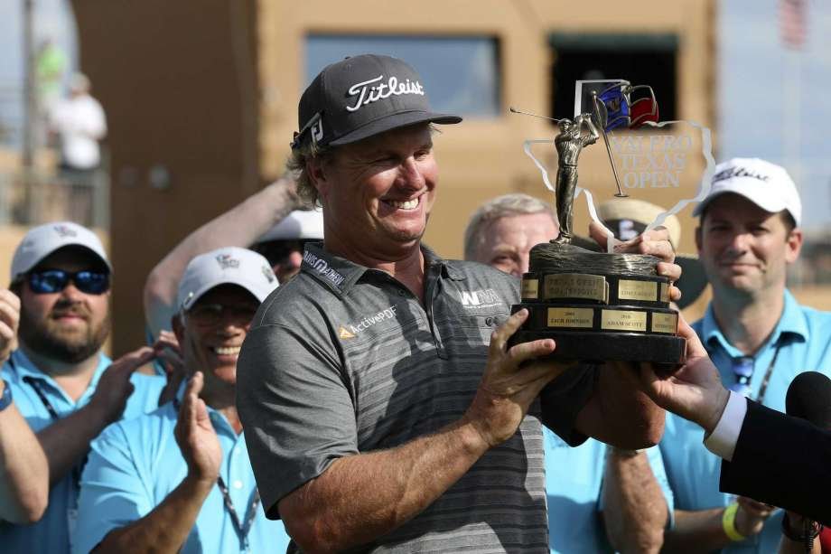 Charley Hoffman with Valero Texas Open trophy