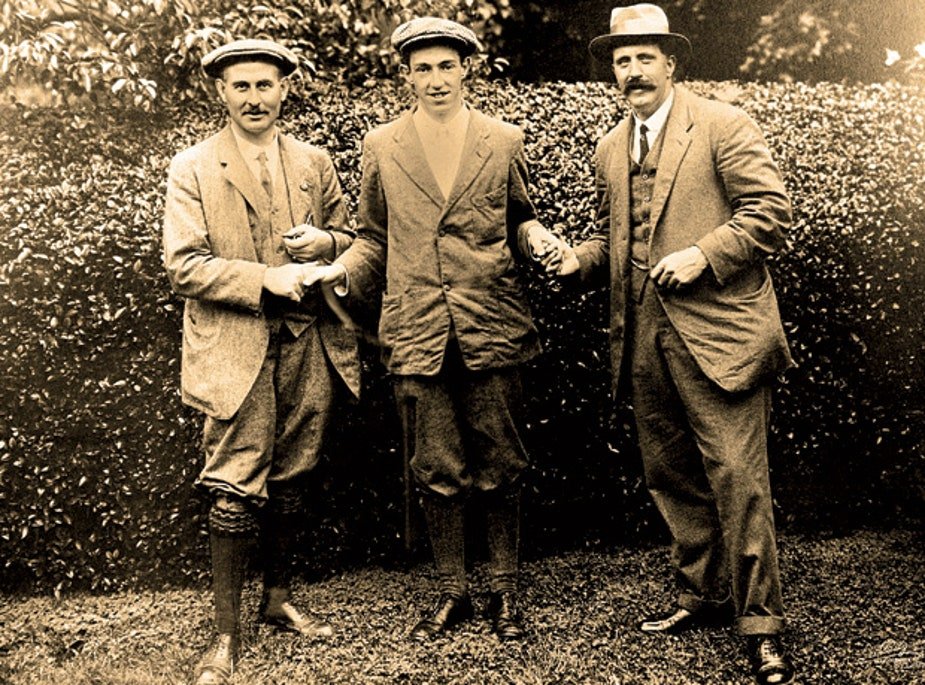 Harry Vardon, Francis Ouimet and Ted Ray at the 1913 US Open
