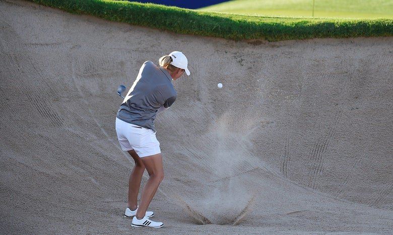 Stacy Lewis in a deep bunker