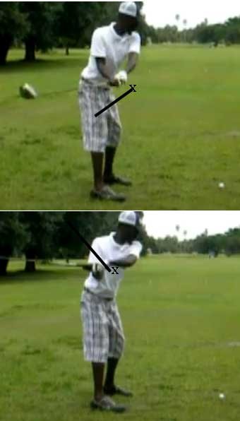 Two stills of Dexter's swing