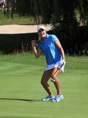 Lexi celebrates at Evian