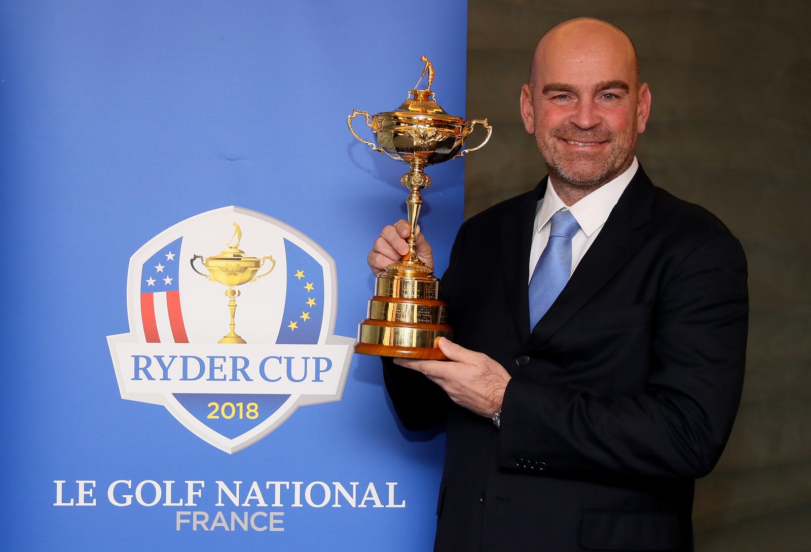 Captain Thomas Bjorn with the Cup