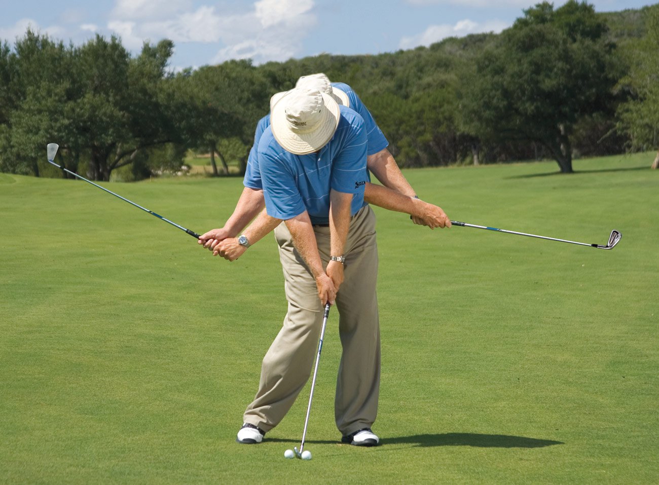 Dave Pelz shows three positions during punch shot