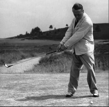 Percy Boomer in his backswing