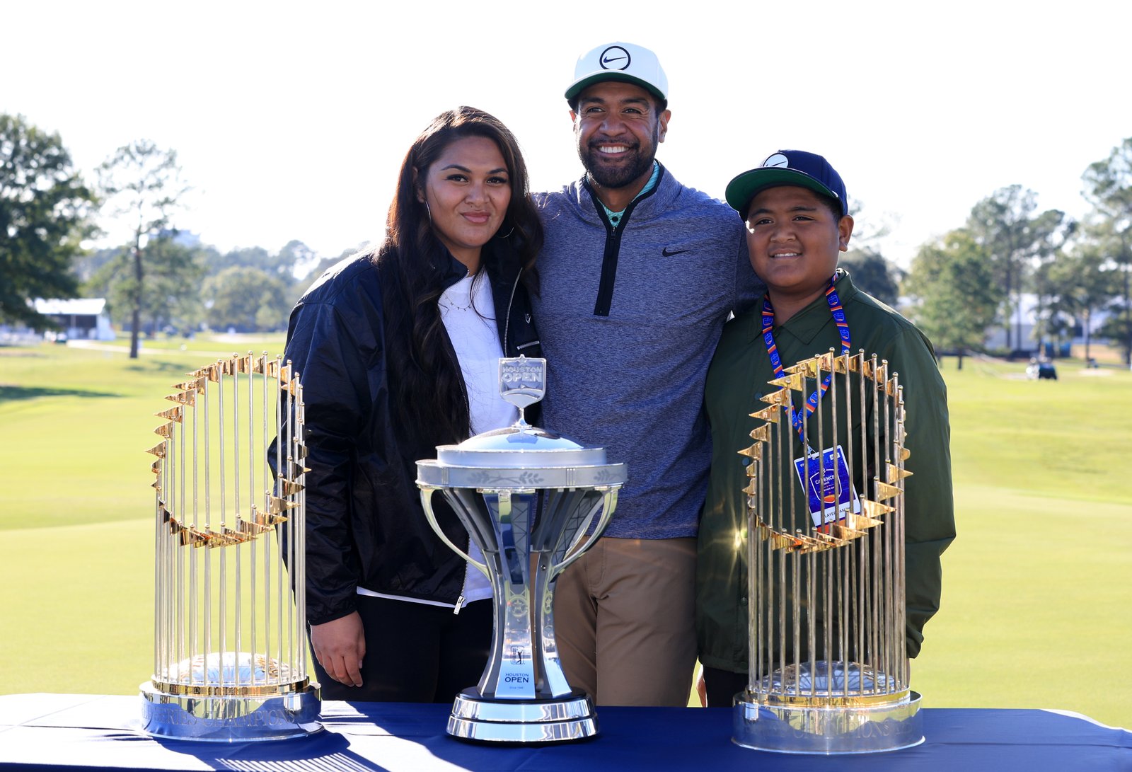 Tony Finau with Houston Open trophy